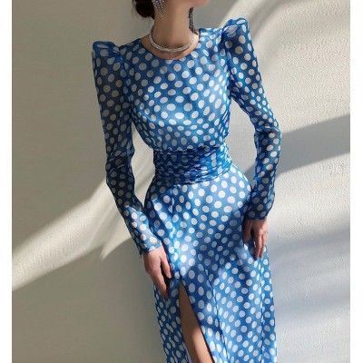 Сукня в горох з розрізом 110488 Сукня в горох з розрізом 110488