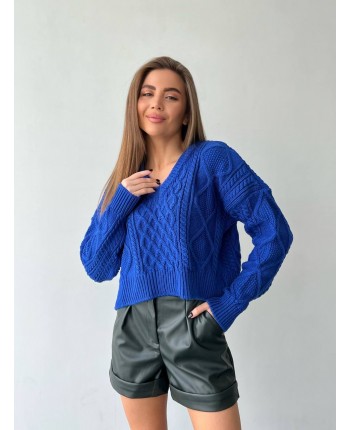 Вязаный свитер синий 110953