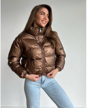 Укороченная куртка коричневая 110934