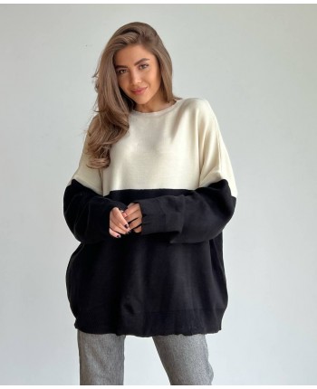 Двухкольоровий светр чорний 110936