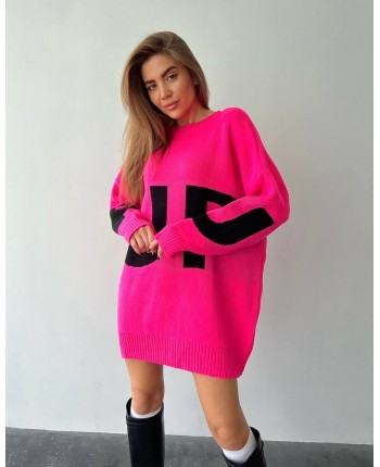 Удлиненный свитер оверсайз розовый 110971