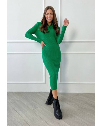 Трикотажна сукня поло зелена 110866