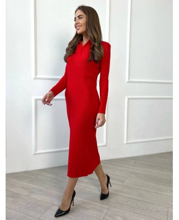 Трикотажна сукня поло червона 110870