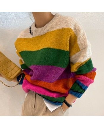 Яркий свитер в полоску 110642