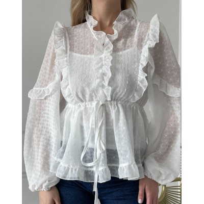 Біла блузка з воланами 111648 Біла блузка з воланами 111648
