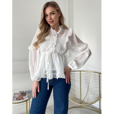 Біла блузка з воланами 111648 Біла блузка з воланами 111648