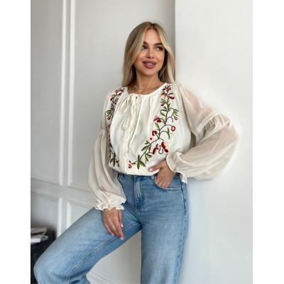 Шифонова блузка з вишивкою 111677 Шифонова блузка з вишивкою 111677