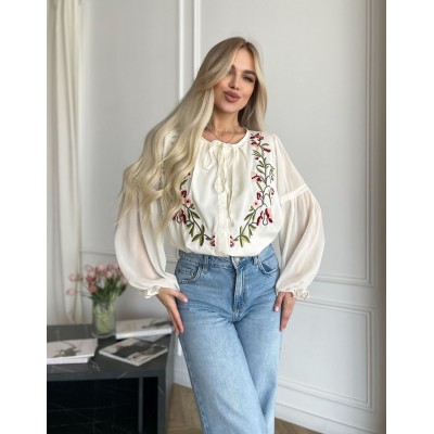 Шифонова блузка з вишивкою 111677 Шифонова блузка з вишивкою 111677