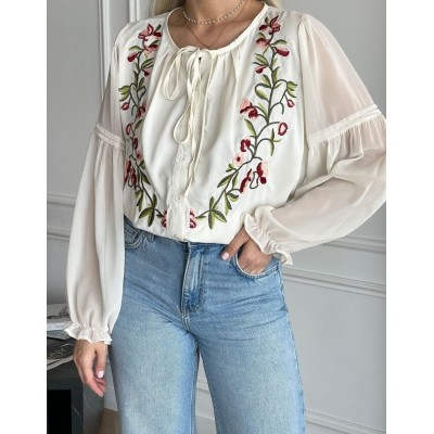 Шифонова блузка з вишивкою 111677 Шифонова блузка з вишивкою 111677