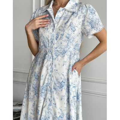 Голубое платье с узором 111678 Голубое платье с узором 111678