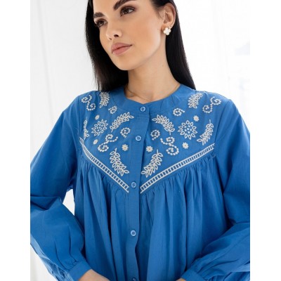 Голубое платье с вышивкой 111661 Голубое платье с вышивкой 111661