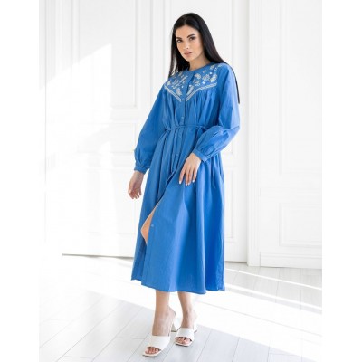 Голубое платье с вышивкой 111661 Голубое платье с вышивкой 111661