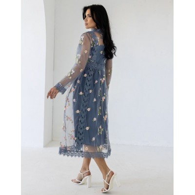 Голубое платье с вышивкой 111667 Голубое платье с вышивкой 111667