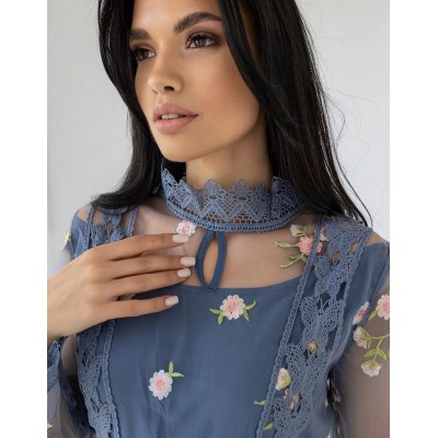 Голубое платье с вышивкой 111667 Голубое платье с вышивкой 111667