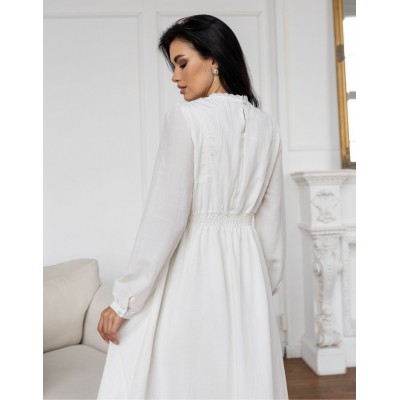 Біла сукня міді з рукавами 111681 Біла сукня міді з рукавами 111681