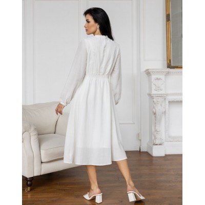 Біла сукня міді з рукавами 111681 Біла сукня міді з рукавами 111681