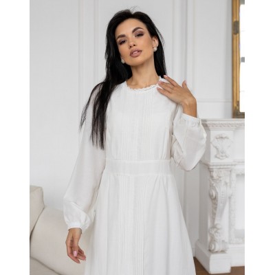 Біла сукня міді з рукавами 111681 Біла сукня міді з рукавами 111681