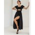 Чорний комбінезон з розрізом 111702 Чорний комбінезон з розрізом 111702