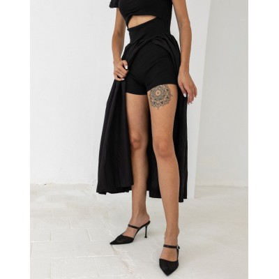 Чорний комбінезон з розрізом 111702 Чорний комбінезон з розрізом 111702