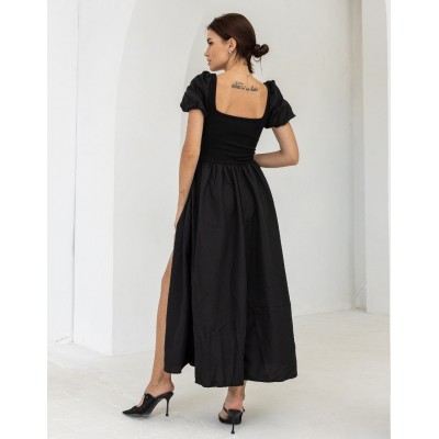 Чорний комбінезон з розрізом 111702 Чорний комбінезон з розрізом 111702