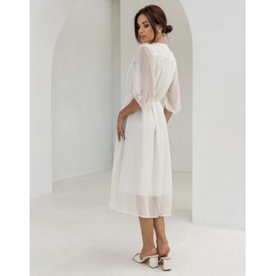 Повітряна біла сукня міді 111707 Повітряна біла сукня міді 111707