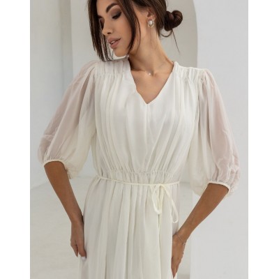 Повітряна біла сукня міді 111707 Повітряна біла сукня міді 111707