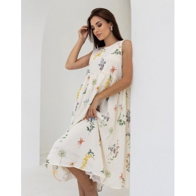 Цветочний сарафан с кружевом 111713 Цветочний сарафан с кружевом 111713