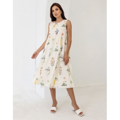 Цветочний сарафан с кружевом 111713 Цветочний сарафан с кружевом 111713