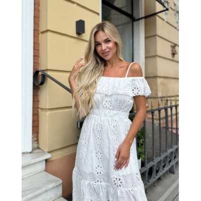 Біла сукня з відкритими плечима 111723 Біла сукня з відкритими плечима 111723