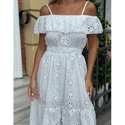 Біла сукня з відкритими плечима 111723 Біла сукня з відкритими плечима 111723