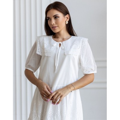 Белое платье с воротником 111738 Белое платье с воротником 111738