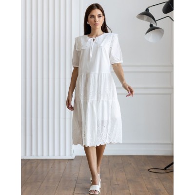 Белое платье с воротником 111738 Белое платье с воротником 111738