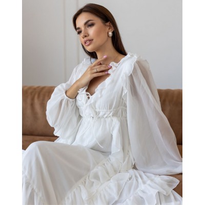 Белое платье макси с рукавами 111737 Белое платье макси с рукавами 111737