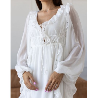 Белое платье макси с рукавами 111737 Белое платье макси с рукавами 111737