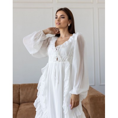 Белое платье макси с рукавами 111737 Белое платье макси с рукавами 111737