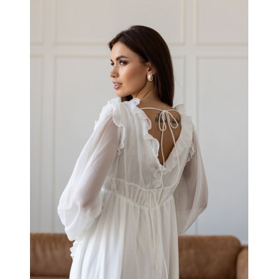 Белое платье макси с рукавами 111737 Белое платье макси с рукавами 111737