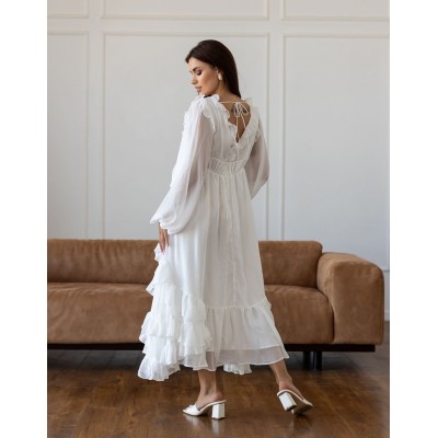 Белое платье макси с рукавами 111737 Белое платье макси с рукавами 111737