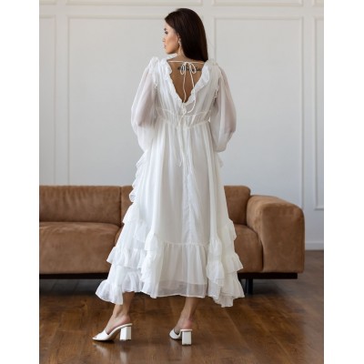 Белое платье макси с рукавами 111737 Белое платье макси с рукавами 111737