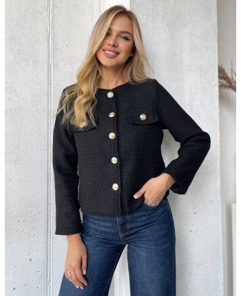 Твидовий жакет черний 111786