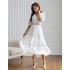 Белое платье миди с кружевом 111715 Белое платье миди с кружевом 111715