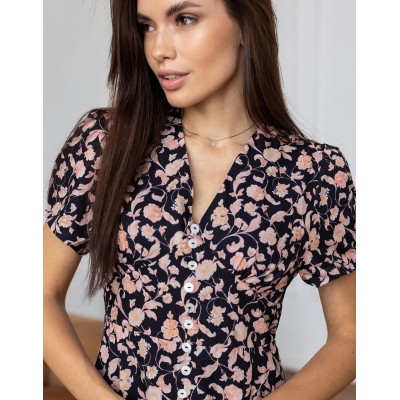 Цветочное платье на пуговицах 111719 Цветочное платье на пуговицах 111719