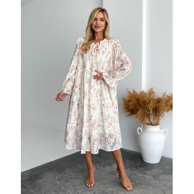 Квіткова сукня з пухнастого шифону 111764 Квіткова сукня з пухнастого шифону 111764