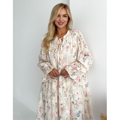 Квіткова сукня з пухнастого шифону 111764 Квіткова сукня з пухнастого шифону 111764