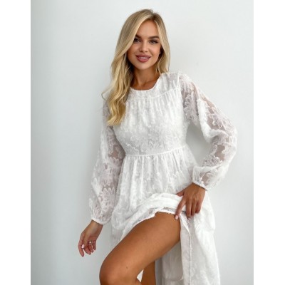 Сукня з пухнастого шифону біла 111763 Сукня з пухнастого шифону біла 111763