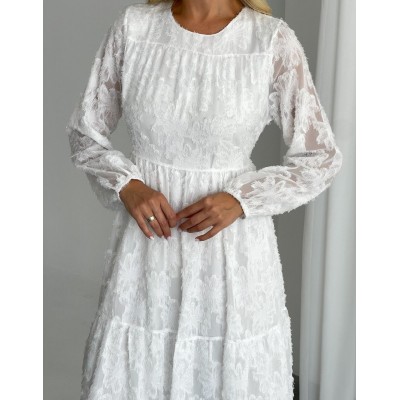 Сукня з пухнастого шифону біла 111763 Сукня з пухнастого шифону біла 111763