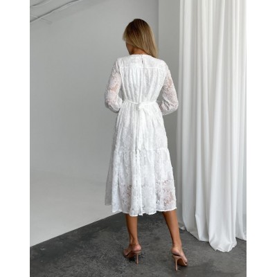 Сукня з пухнастого шифону біла 111763 Сукня з пухнастого шифону біла 111763