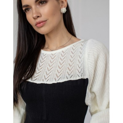 Чорно-біла трикотажна сукня 111774 Чорно-біла трикотажна сукня 111774