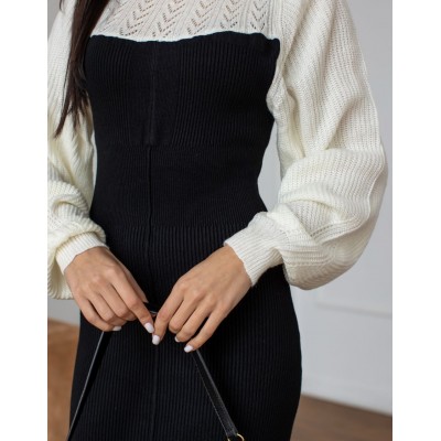 Чорно-біла трикотажна сукня 111774 Чорно-біла трикотажна сукня 111774