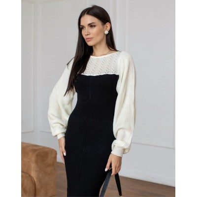 Чорно-біла трикотажна сукня 111774 Чорно-біла трикотажна сукня 111774