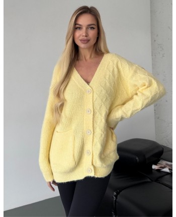 Пухнастый кардиган желтый 111808
